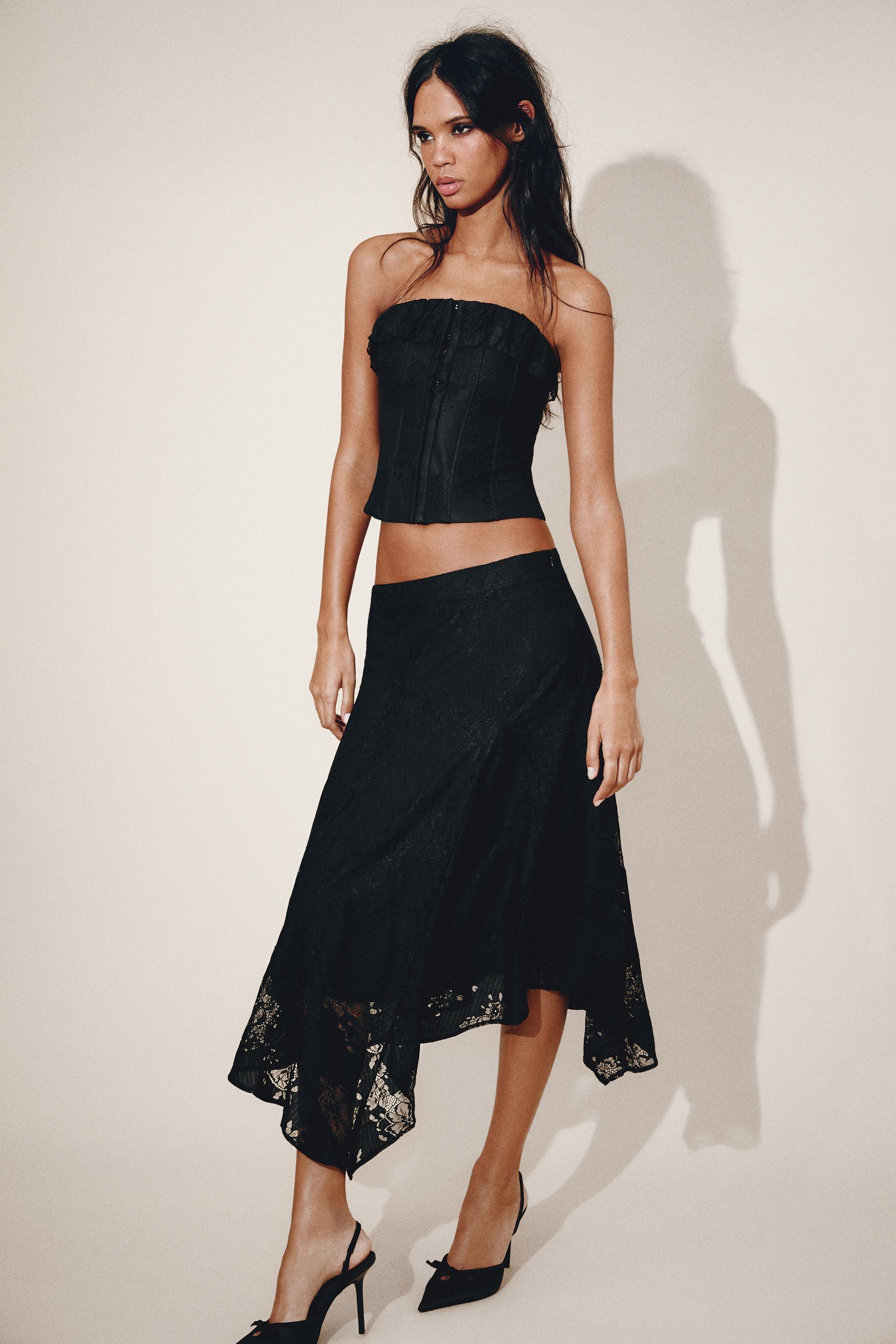 ASYMMETRIC LACE MIDI SKIRT thumbnail 5