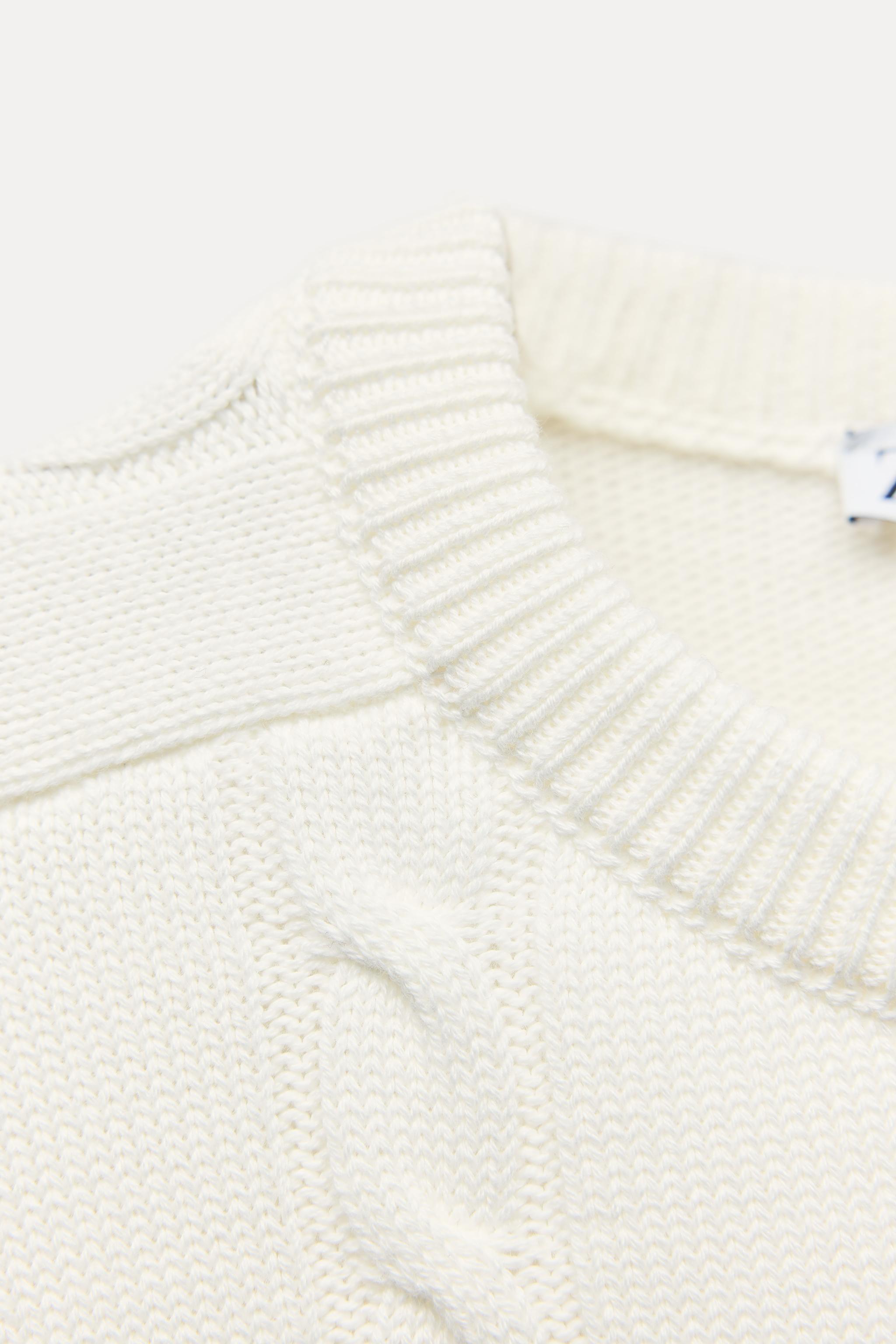 CABLE KNIT SWEATER - Oyster-white | ZARA United States CABLE KNIT SWEATER - Oyster-white | ZARA United States