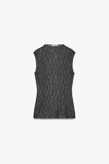 レーストップスダークグレーZaraのレーストップス - ダークグレー 