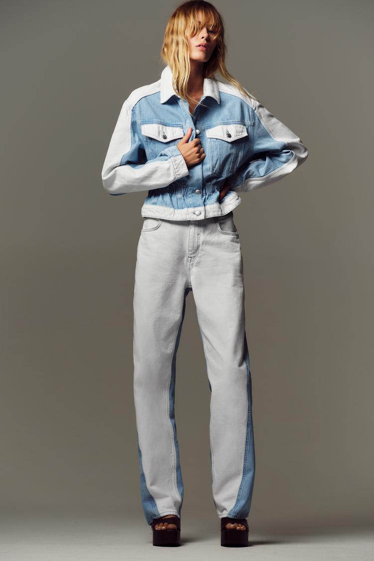 GIUBBOTTO Z1975 DENIM COMBINATO Azzurro medio ZARA Italia Italy