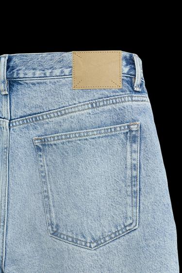 Zara REGULAR FIT DENIM SHORTS - Light blue