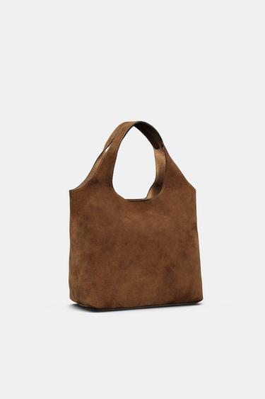 SPLIT SUEDE MINI TOTE BAG - Brown by Zara - Image 1