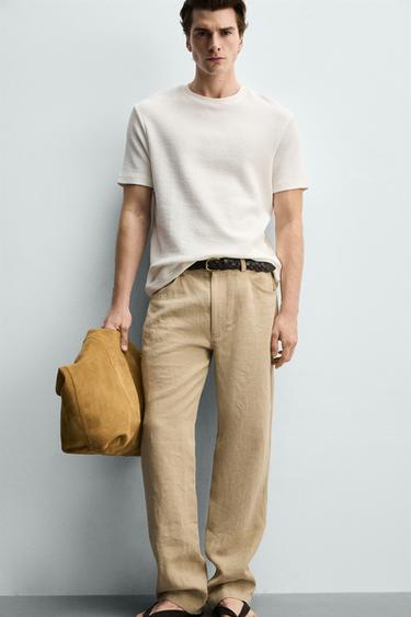 T-SHIRT REGULAR FIT STRUCTURÉ - Blanc cassé de Zara - Image 4