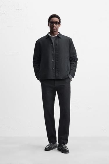 STRAIGHT-LEG TWILL TROUSERS - Black by Zara - Image 0