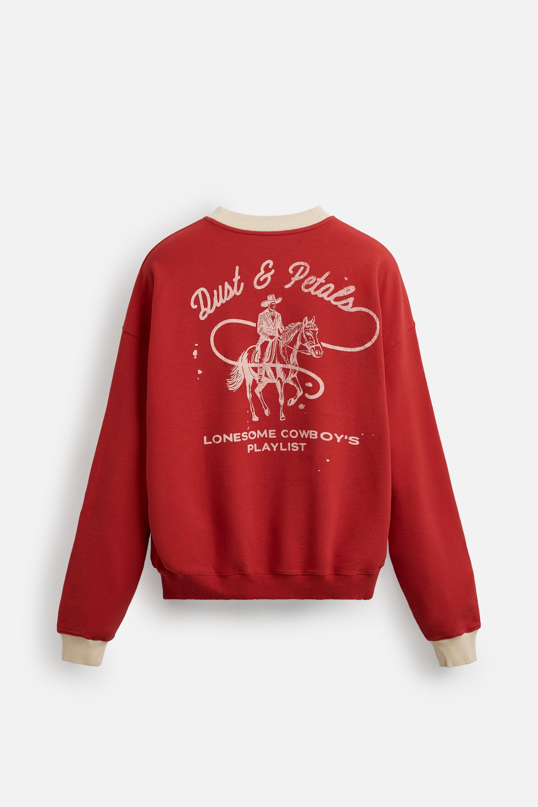 グラフィックプリントスウェットシャツ - レッド | ZARA Japan