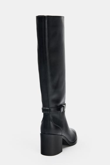 BOTTES À TALONS LARGES ET À BOUCLES - Noir de Zara - Image 4