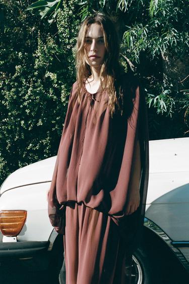 FLOWING MAXI DRESS - Brown by Zara - Image 3