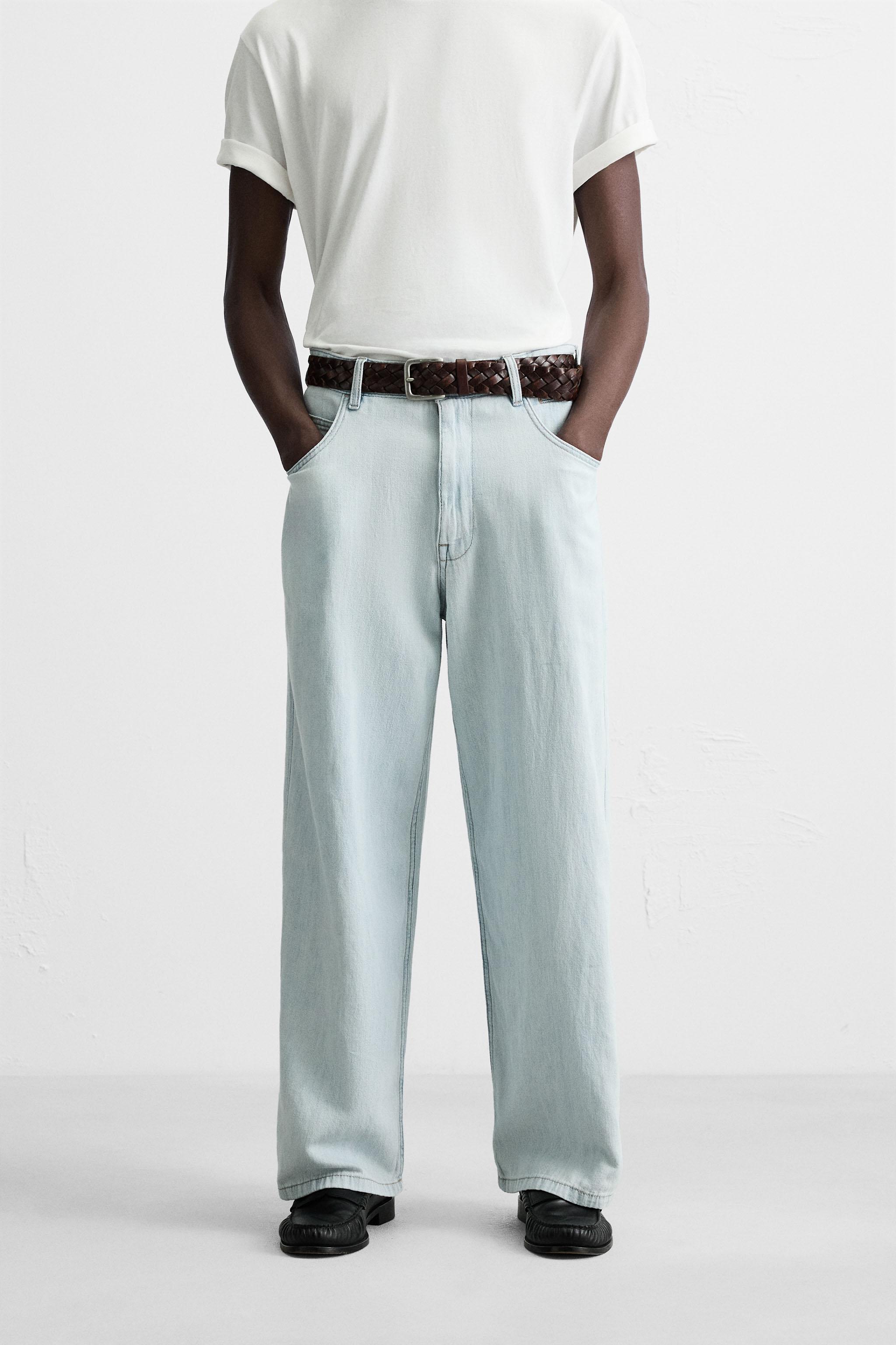 LIGHTWEIGHT LOOSE WIDE FIT JEANS - Light blue | ZARA United