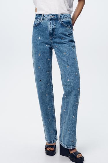 JEAN Z1975 DROIT TAILLE HAUTE LONGUEUR AVEC BOUTONNIÈRES - Bleu moyen de Zara - Image 1