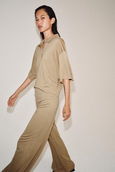 PANTALON DROIT FLUIDE - Beige de Zara - Image 4