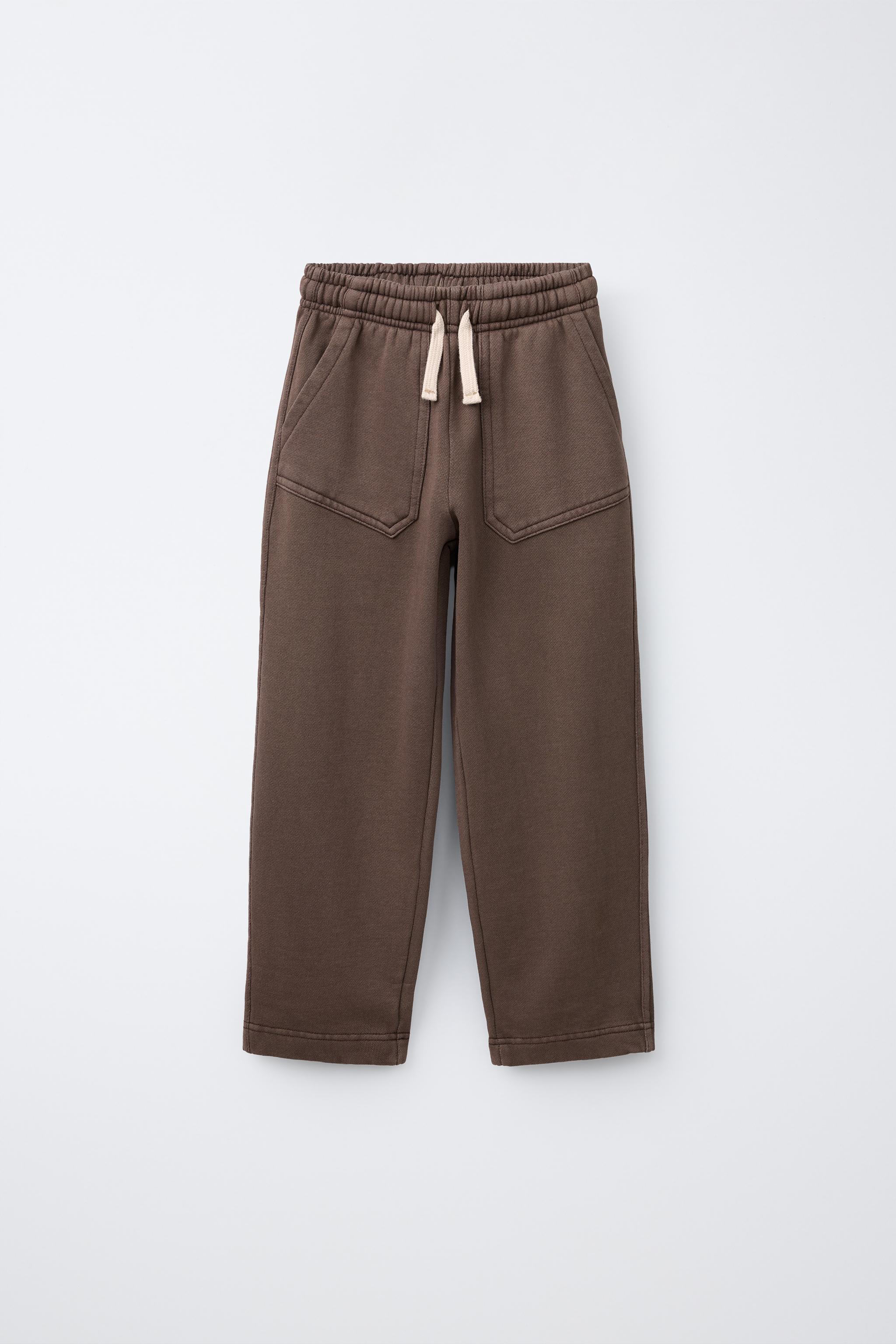 ラベル プラッシュ地バレルパンツ - ブラウン | ZARA Japan / 日本