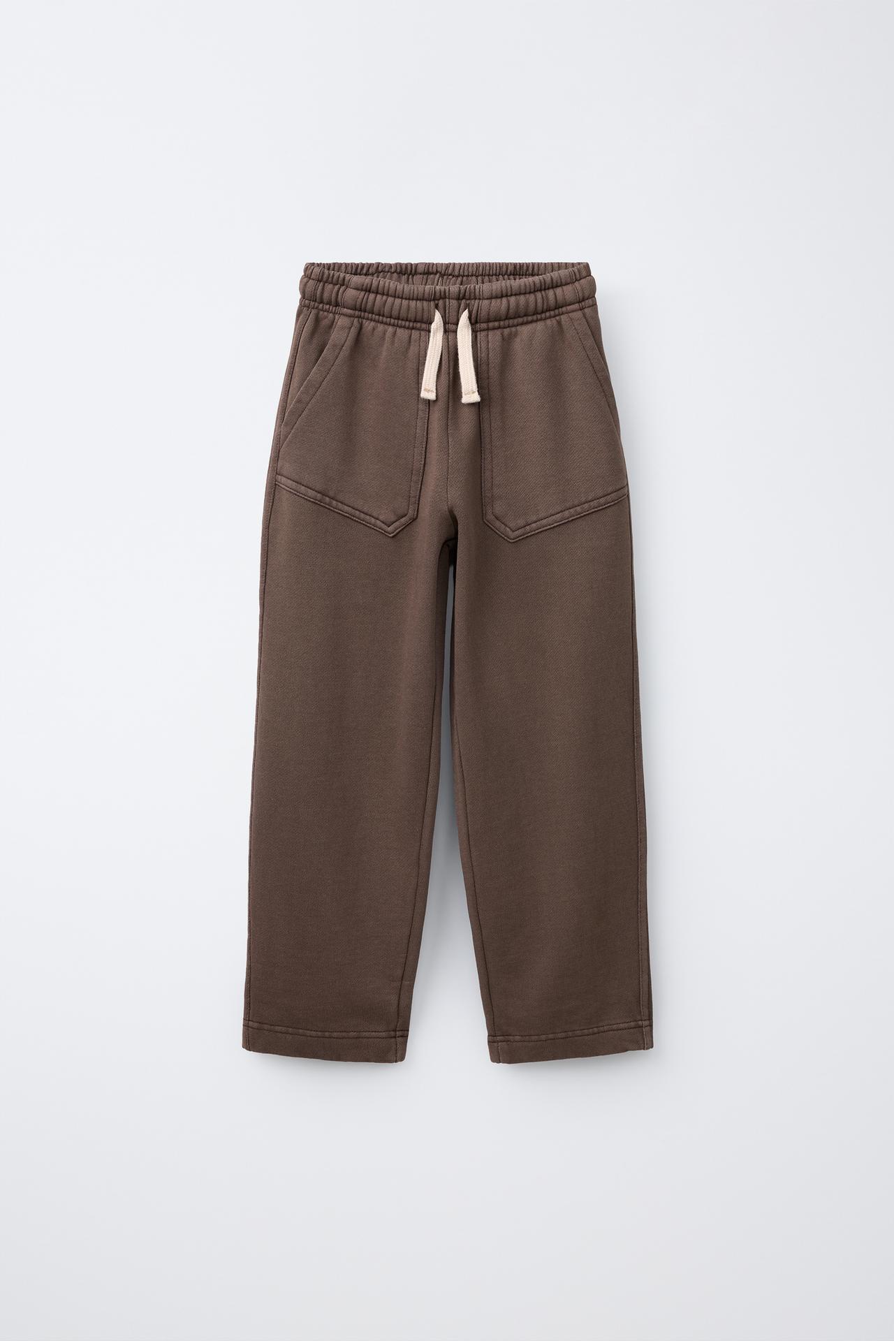 LABEL BARREL SWEATPANTS — Brown