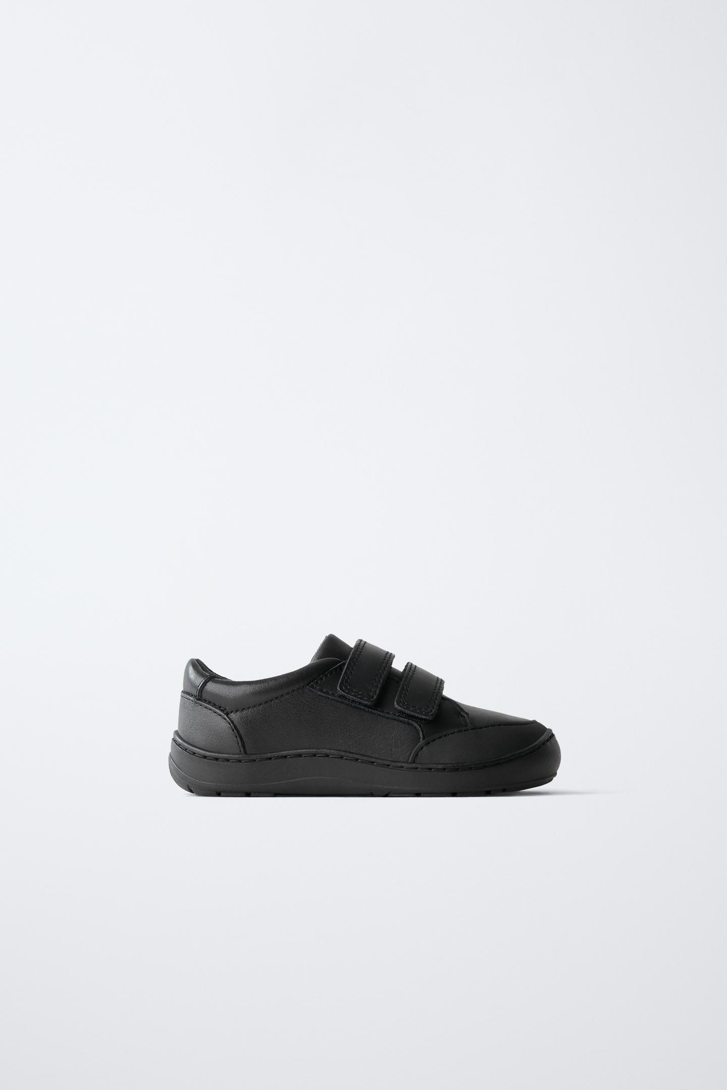 Детские кроссовки Zara Leather Barefoot, цвет: Чёрный — фото 1