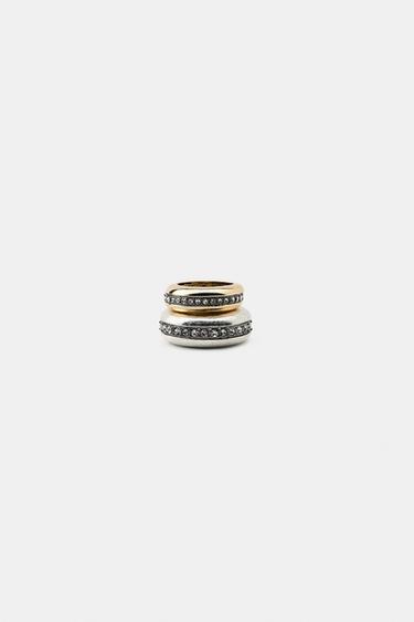 PACK OF 2 COMBINED SPARKLY PINKY RINGS - Golden by Zara