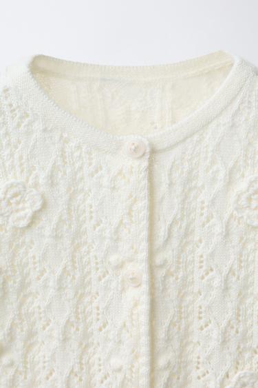 GILET EN MAILLE AJOURÉ - Écru de Zara - Image 2