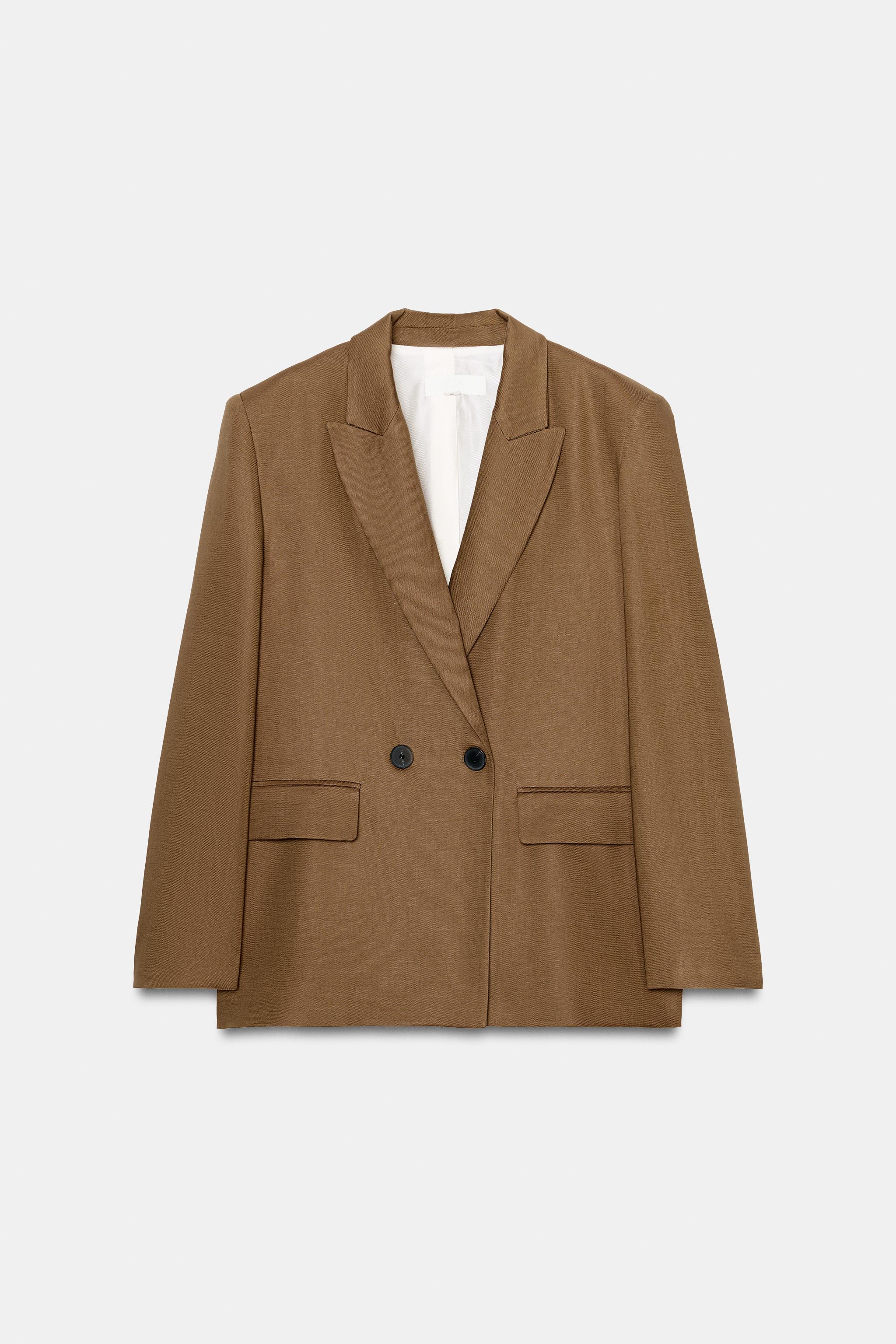 LINEN DOUBLE BREASTED BLAZER WITH ROLLED-UP SLEEVES