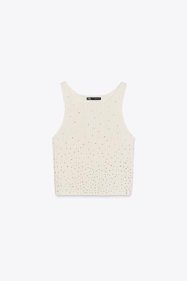 TOP BRILLOS - Beige claro de Zara