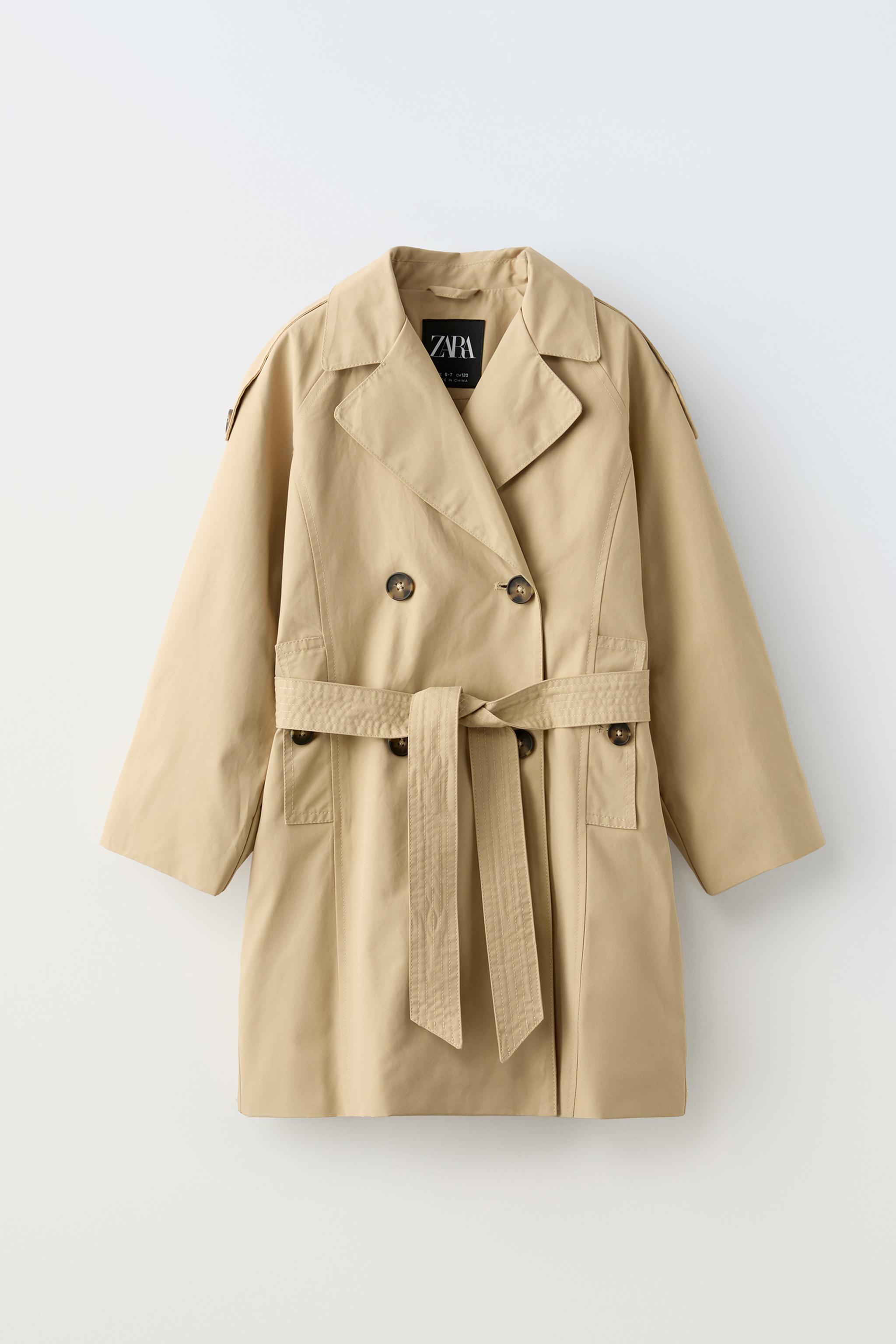 Coat with belt zara deals