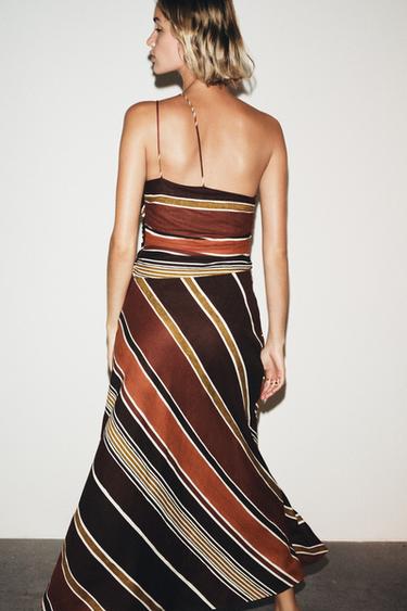 STRIPED ASYMMETRIC MIDI DRESS - Multicoloured by Zara - Image 4