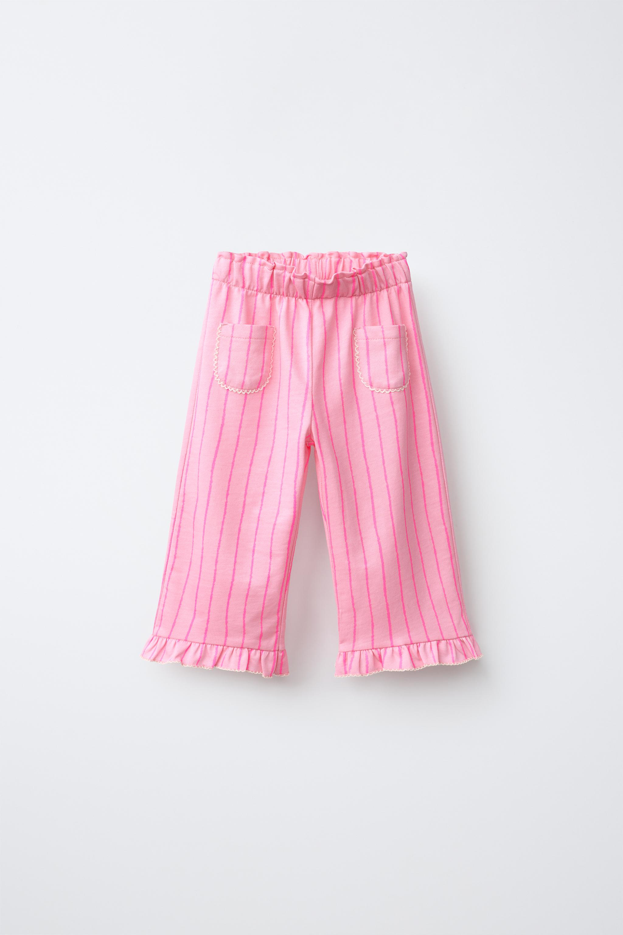 CONTRASTING STRIPE PANTS — Chalk pink