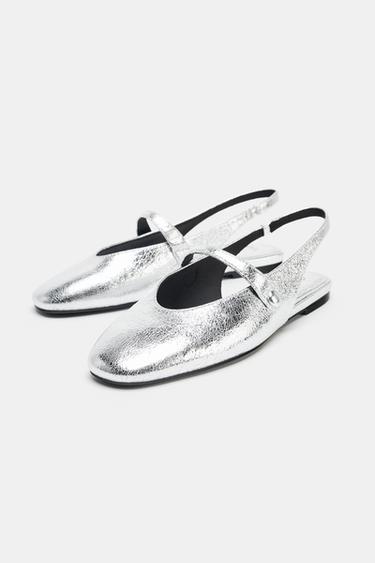 BALLERINES EFFET MÉTALLISÉ - Argent de Zara - Image 5