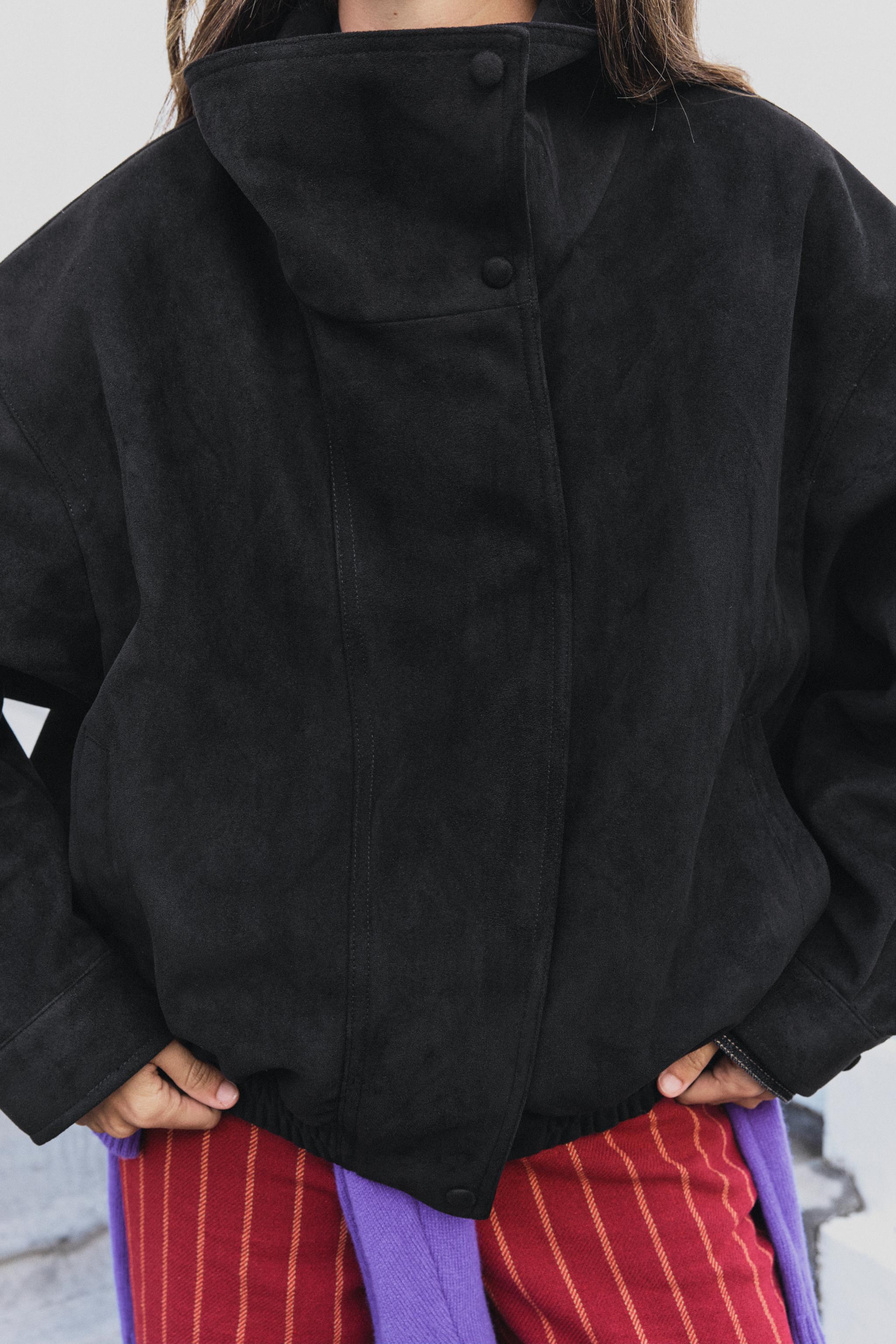 Zara Suni Süet Bomber Ceket görsel 2