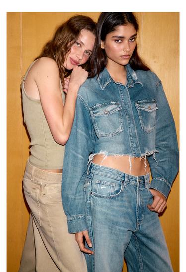 TRF RIPPED MID-WAIST BOYFRIEND JEANS - Blue by Zara