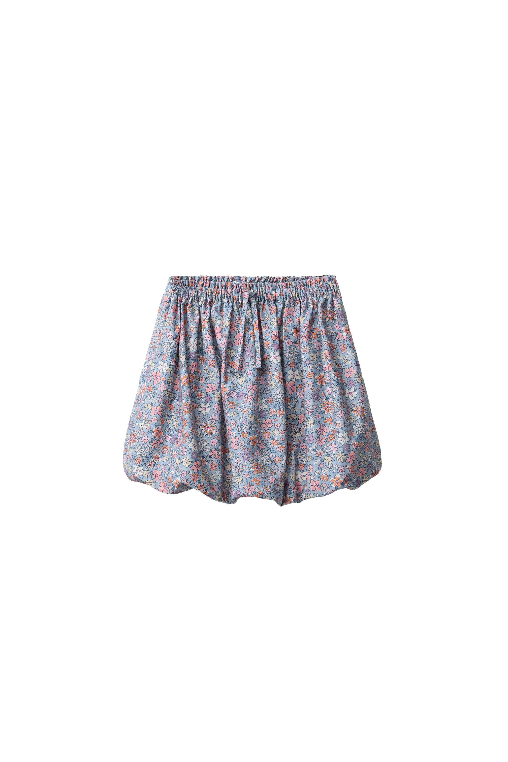 POPLIN FLORAL BALLOON SKIRT - Blue | ZARA United States