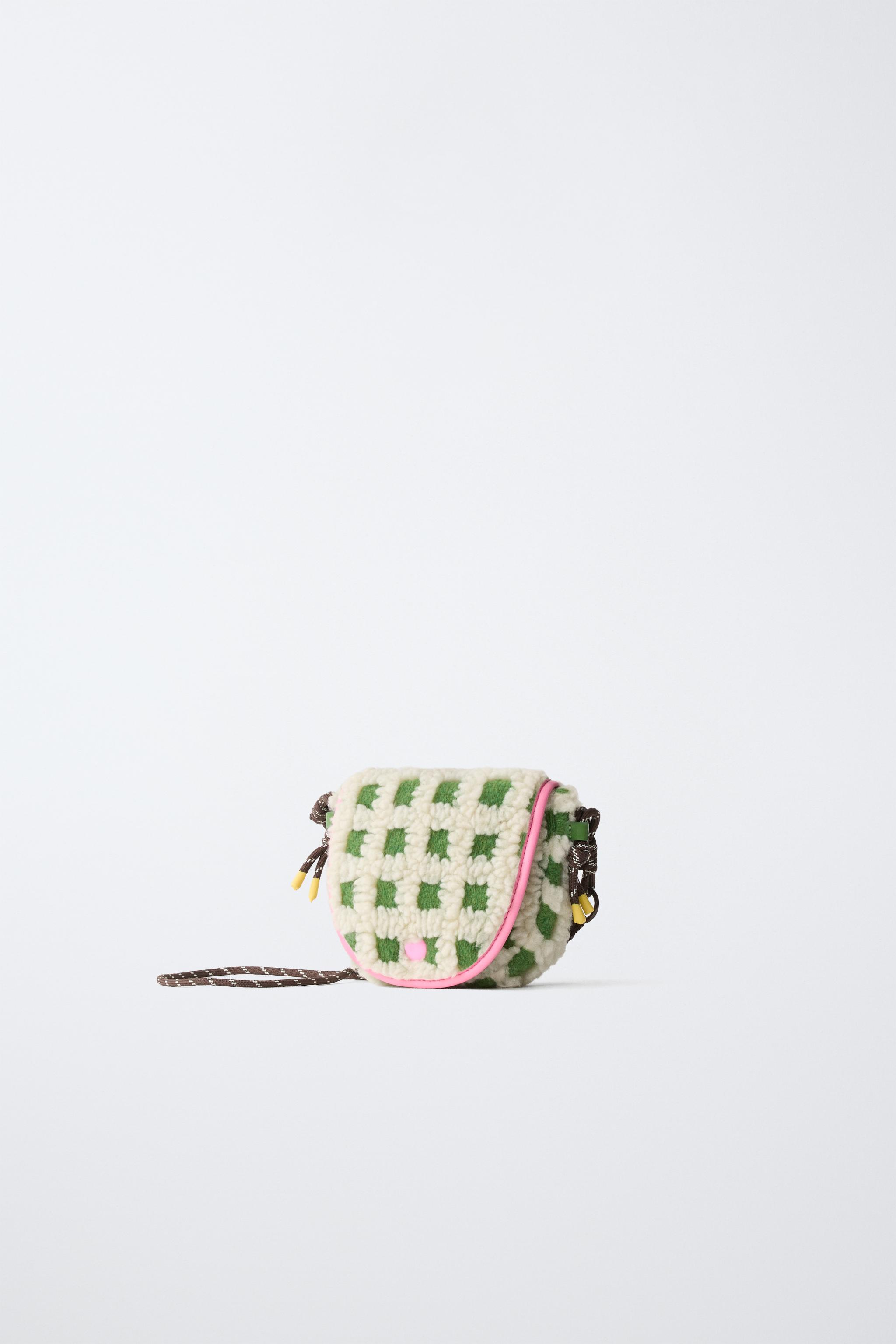 SHEARLING PLAID CROSSBODY BAG