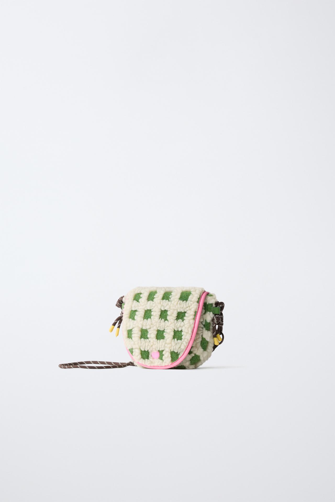 SHEARLING PLAID CROSSBODY BAG — Multi-color