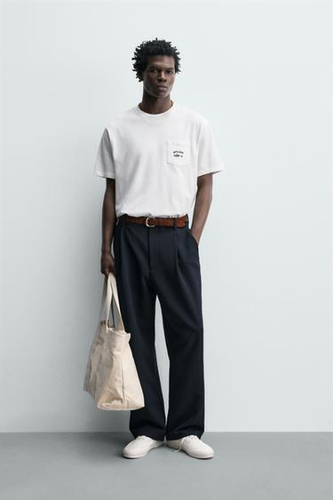 Zara MAJICA SA NAUTIČKIM VEZOM I DŽEPOM – prljavobela