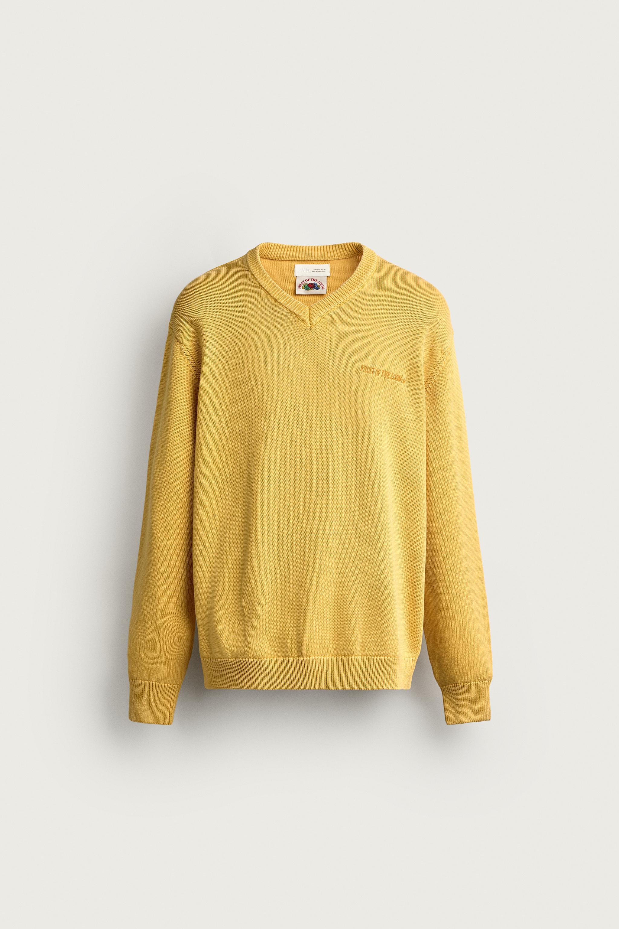 Zara FRUIT OF THE LOOM™ NAKIŞLI V YAKA PAMUKLU KAZAK görsel 6