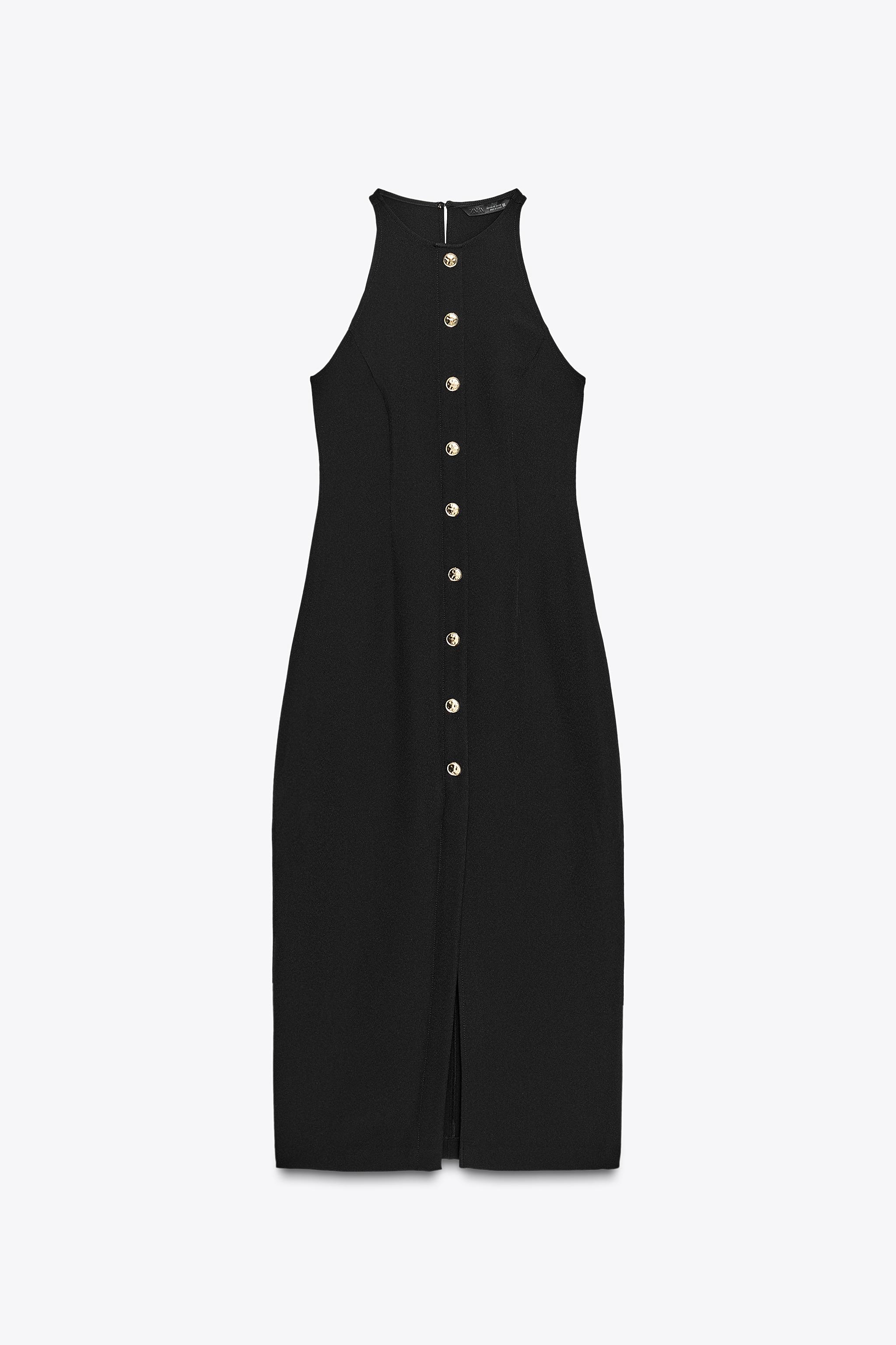 ROBE MIDI EN CRÊPE À BOUTON DORÉ