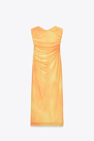 PRINTED TULLE STRAPLESS DRESS - TYEAMARILLO by Zara - Image 4