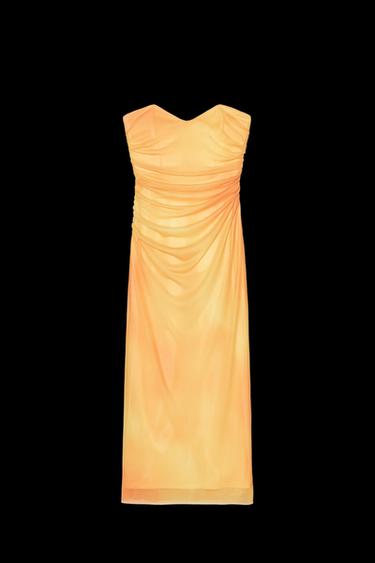 PRINTED TULLE STRAPLESS DRESS - TYEAMARILLO by Zara - Image 0