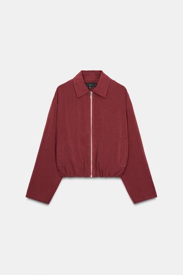 CAZADORA BOMBER MEZCLA VISCOSA - Granate de Zara
