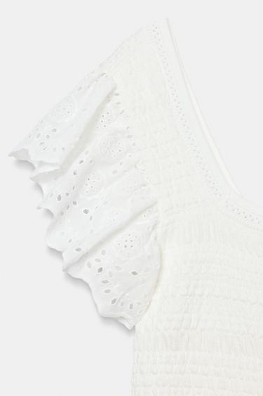 TOP EN MAILLE À BRODERIES PERFORÉES - Blanc de Zara - Image 6