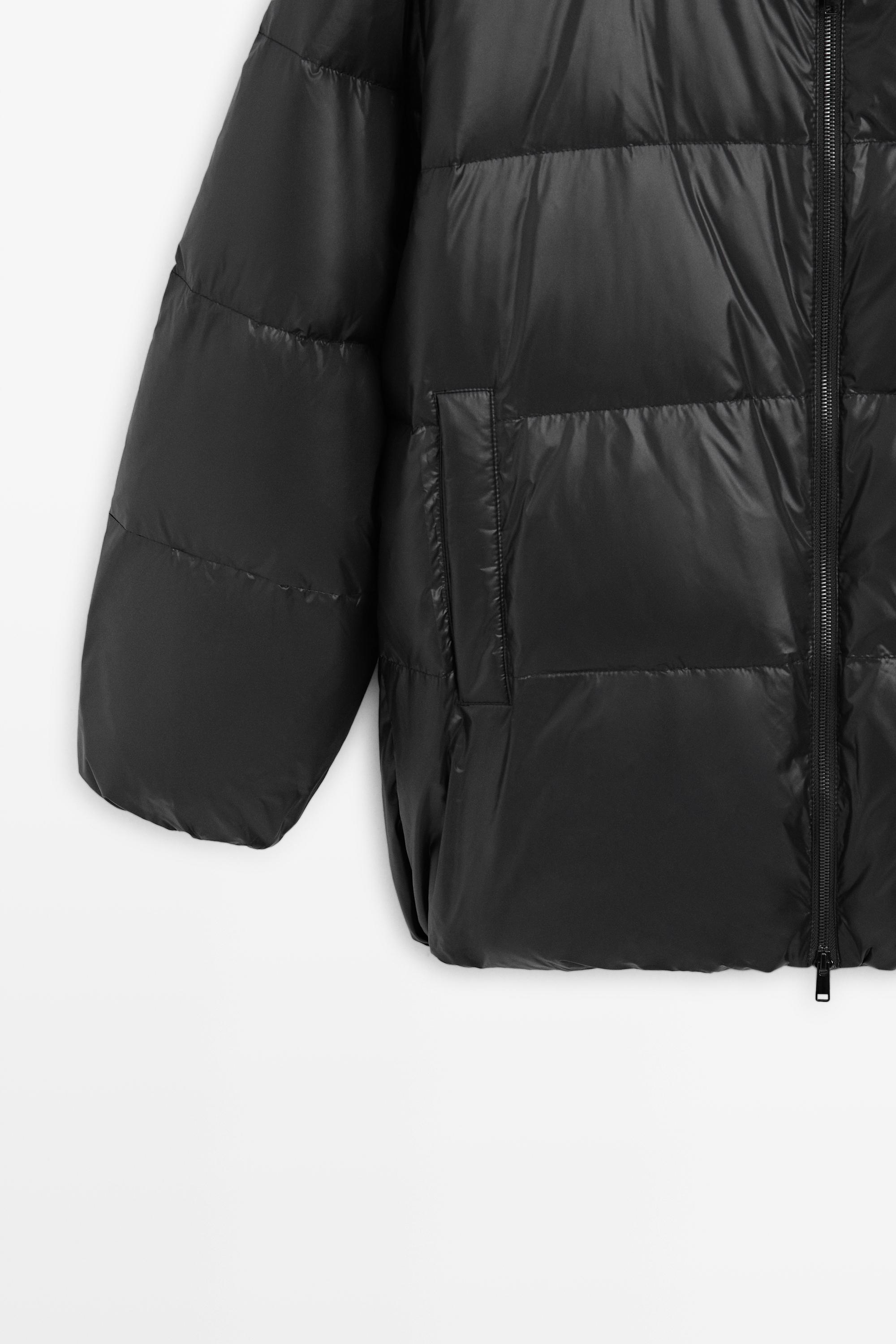 Veste doudoune col montant en tissu combiné