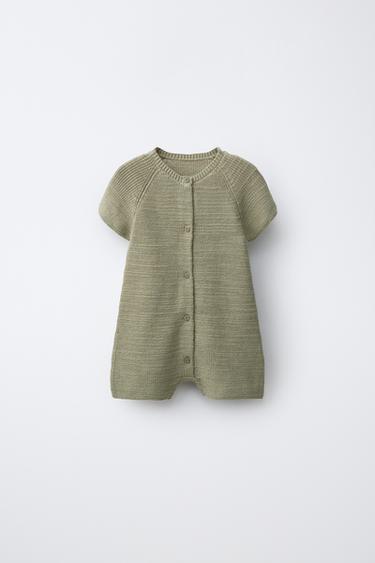 Zaras KORT PÄRLSTICKAD JUMPSUIT - Khaki