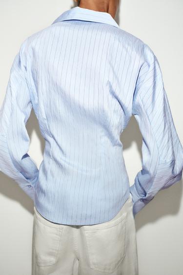 FITTED STRIPED SHIRT - Sky blue by Zara - Image 3