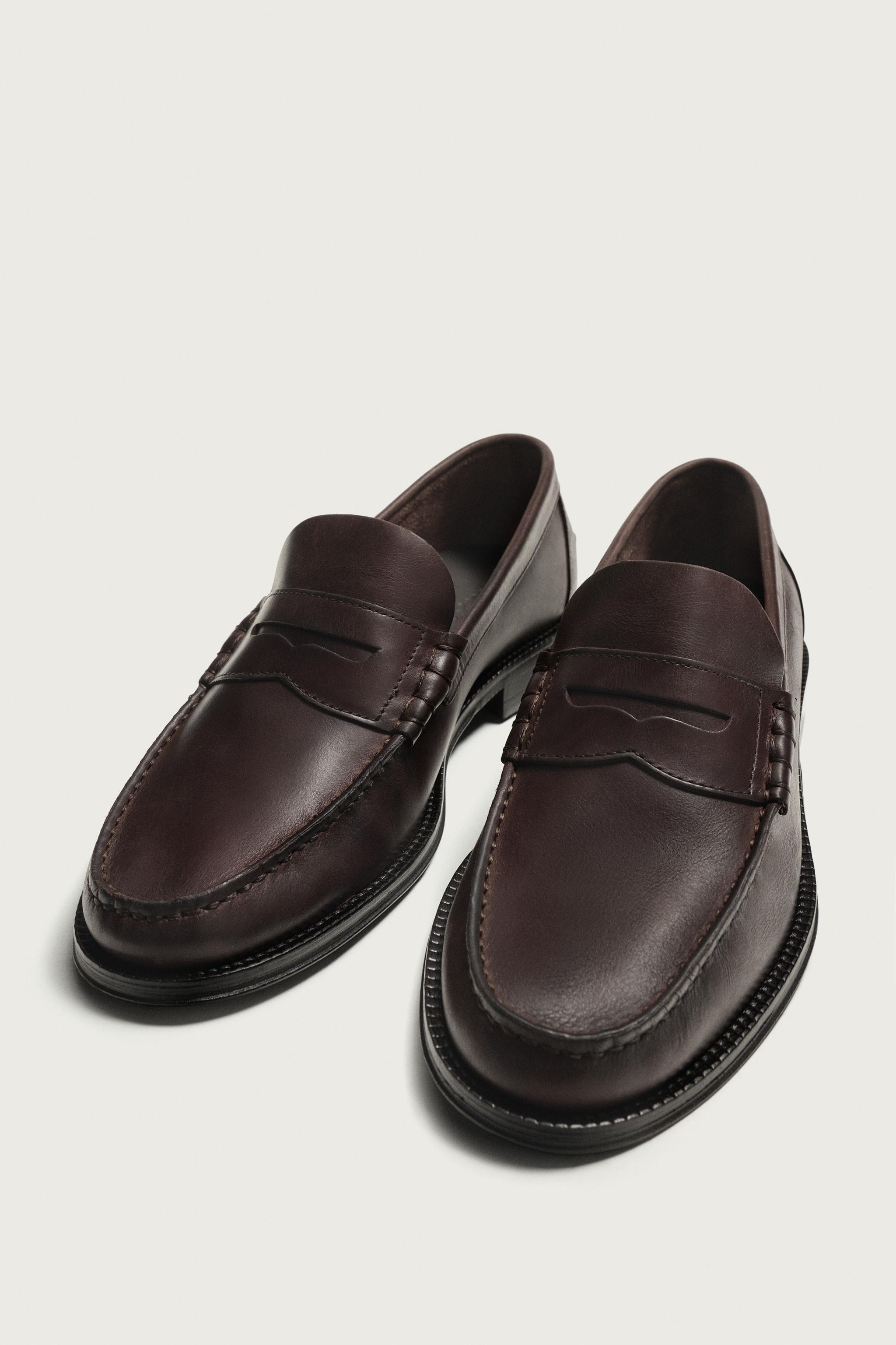 ペニーストラップ レザーローファー - ブラウン | ZARA Japan / 日本