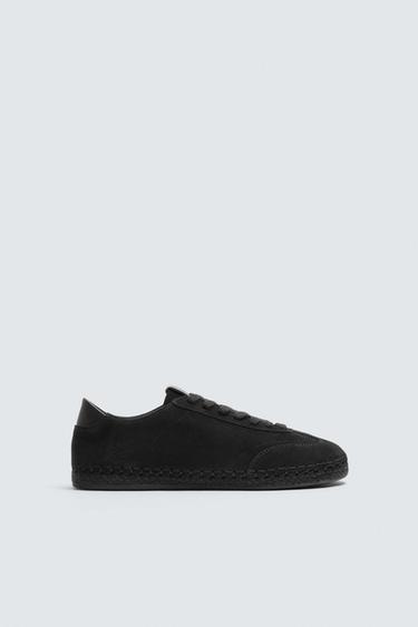 LEATHER AND JUTE SHOE - Black by Zara