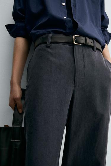 PANTALON FLUIDE STRAIGHT FIT - Bleu marine foncé de Zara - Image 4