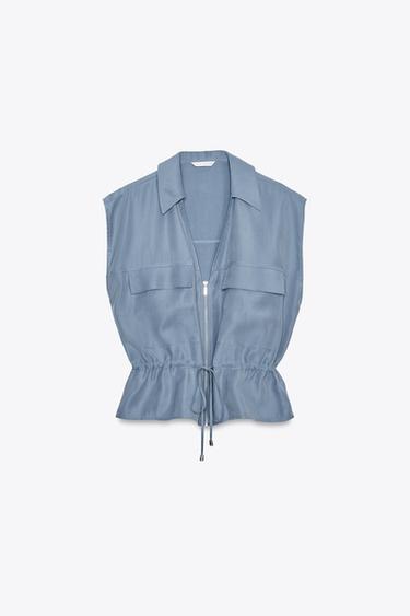 SOFT-TOUCH SAFARI TOP - Blue / Grey by Zara - Image 5