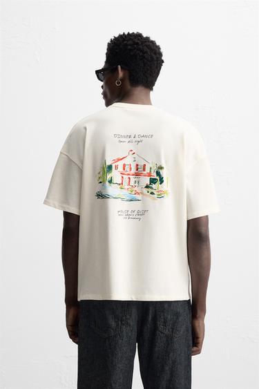 HEAVY WEIGHT T-SHIRT WITH COMBINED PRINT - Oyster-white by Zara - Image 2