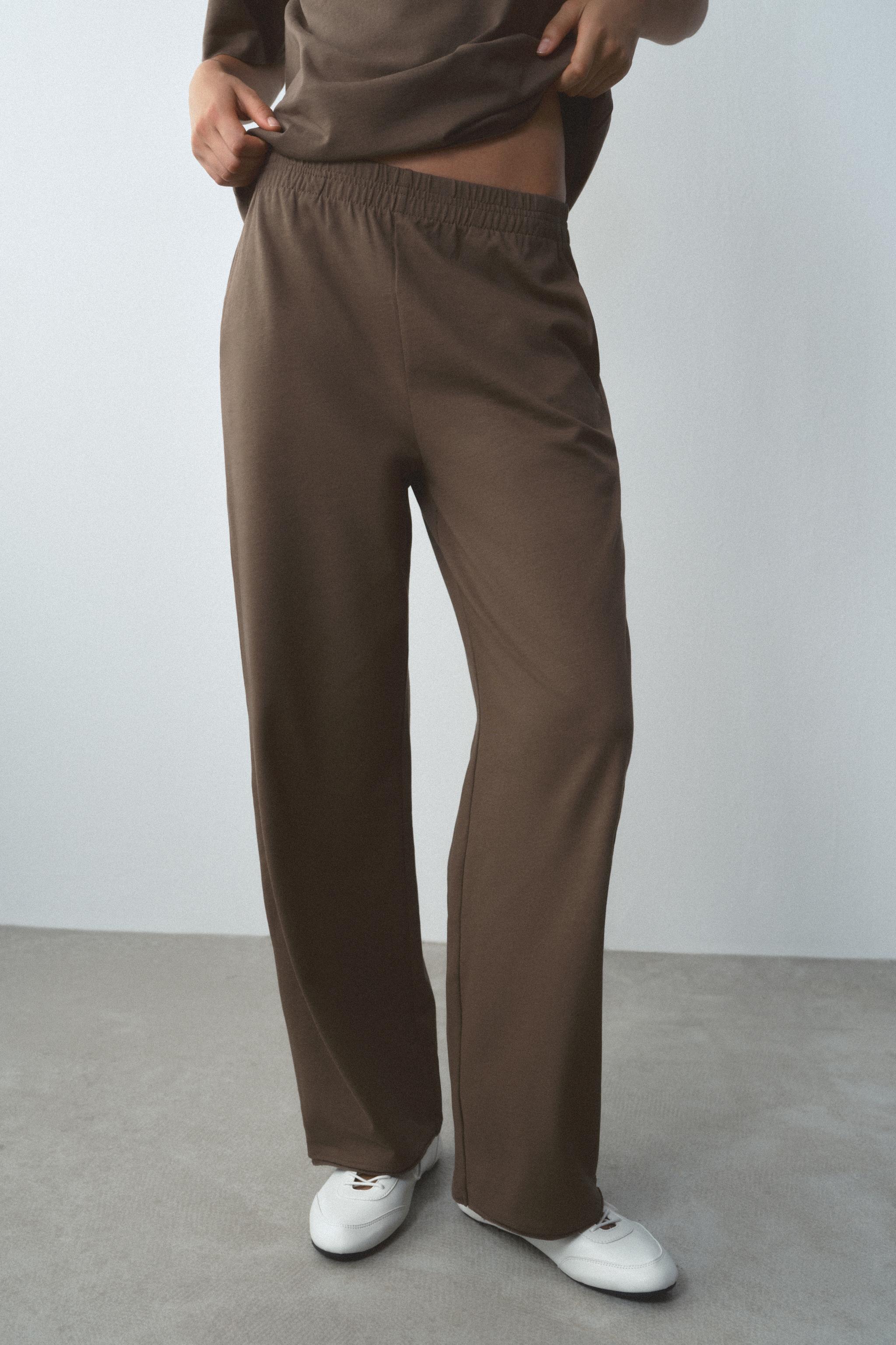 STRAIGHT-LEG COTTON TROUSERS — Mink