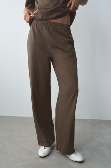 PANTALÓN RECTO ALGODÓN - Visón de Zara