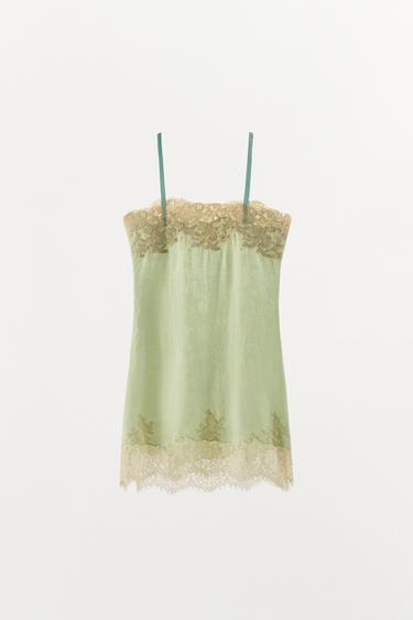 ROBE EN JACQUARD DENTELLE ZW COLLECTION - vert délavé de Zara - Image 7