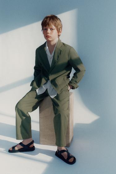 Zara FLOWY PANTS WITH DARTS - Light khaki