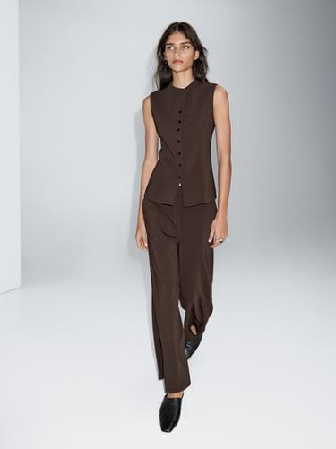 Zara Formal wide-leg trousers - Caramel - Image 0